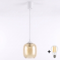 Brilagi - LED κρεμαστό φωτιστικό με καλώδιο RETRO GLASS 1xE27/60W/230V Ø 14 cm λευκό/καπνιστό καφέ