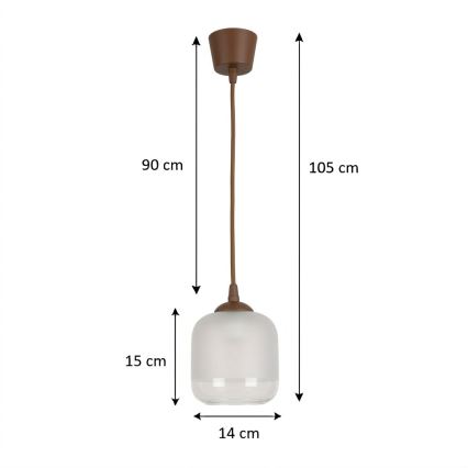 Brilagi - LED κρεμαστό φωτιστικό με καλώδιο RETRO GLASS 1xE27/60W/230V Ø 14 cm καφέ/λευκό
