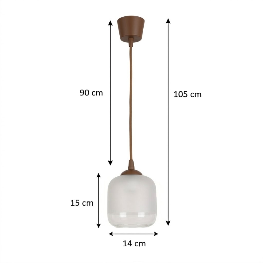 Brilagi - LED κρεμαστό φωτιστικό με καλώδιο RETRO GLASS 1xE27/60W/230V Ø 14 cm καφέ/λευκό