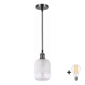 BRILAGI - LED κρεμαστό φωτιστικό με καλώδιο RETRO GLASS 1xE27/60W/230V Ø 14 cm μαύρο/λευκό