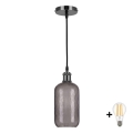 BRILAGI - LED Κρεμαστό φωτιστικό με καλώδιο RETRO GLASS 1xE27/60W/230V Ø 14 cm μαύρο/καπνιστό γκρι
