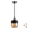 BRILAGI - LED Κρεμαστό φωτιστικό με καλώδιο RETRO GLASS 1xE27/60W/230V Ø 14 cm μαύρο/καπνιστό μπεζ