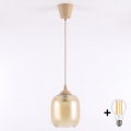 Brilagi - LED κρεμαστό φωτιστικό με καλώδιο RETRO GLASS 1xE27/60W/230V Ø 14 cm μπεζ/καπνιστό καφέ