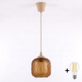 Brilagi - LED κρεμαστό φωτιστικό με καλώδιο RETRO GLASS 1xE27/60W/230V Ø 14 cm μπεζ/καπνιστό καφέ