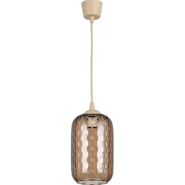 Brilagi - LED κρεμαστό φωτιστικό με καλώδιο RETRO GLASS 1xE27/60W/230V Ø 14 cm μπεζ/καπνιστό καφέ