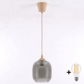 Brilagi - LED κρεμαστό φωτιστικό με καλώδιο RETRO GLASS 1xE27/60W/230V Ø 14 cm μπεζ/καπνιστό γκρι