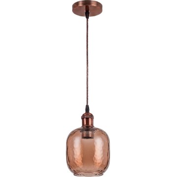 Brilagi - LED κρεμαστό φωτιστικό με καλώδιο RETRO GLASS 1xE27/60W/230V Ø 14 cm, χάλκινο/καπνιστό καφέ