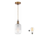 BRILAGI - LED Κρεμαστό φωτιστικό με καλώδιο RETRO GLASS 1xE27/60W/230V Ø 14 cm χρυσό/λευκό