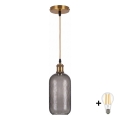 BRILAGI - LED κρεμαστό φωτιστικό με καλώδιο RETRO GLASS 1xE27/60W/230V Ø 14 cm χρυσό/καπνιστό γκρι