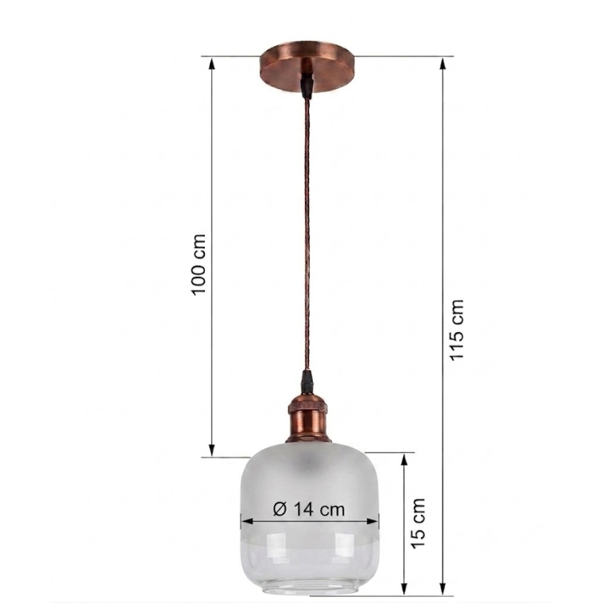 Brilagi - LED κρεμαστό φωτιστικό με καλώδιο RETRO GLASS 1xE27/60W/230V Ø 14 εκ. χάλκινο/λευκό