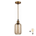BRILAGI - LED κρεμαστό φωτιστικό με καλώδιο RETRO GLASS 1xE27/60W/230V Ø 14 εκ. χρυσό/καπνιστό καφέ