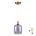 BRILAGI - LED Κρεμαστό φωτιστικό με καλώδιο RETRO GLASS 1xE27/60W/230V Ø 14 εκ. χρυσό/καπνιστό γκρι