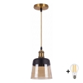 BRILAGI - LED Κρεμαστό φωτιστικό με καλώδιο RETRO GLASS 1xE27/60W/230V Ø 15,5 cm χρυσό/καπνιστό μπεζ