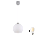 Brilagi - LED κρεμαστό φωτιστικό με καλώδιο RETRO GLASS 1xE27/60W/230V Ø 15 cm ασημί/λευκό