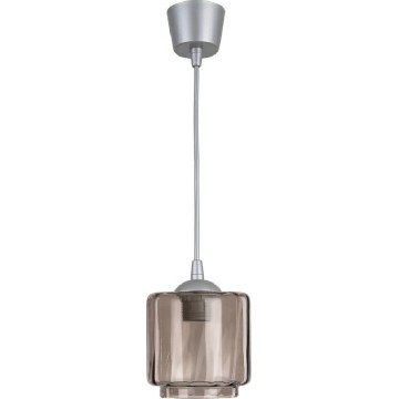 Brilagi - LED κρεμαστό φωτιστικό με καλώδιο RETRO GLASS 1xE27/60W/230V Ø 15 cm ασημί/καπνιστό μπεζ