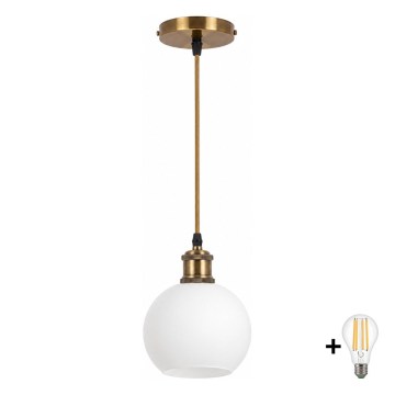 BRILAGI - LED κρεμαστό φωτιστικό με καλώδιο RETRO GLASS 1xE27/60W/230V Ø 15 cm χρυσό/λευκό