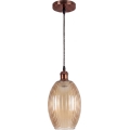 Brilagi - LED κρεμαστό φωτιστικό με καλώδιο RETRO GLASS 1xE27/60W/230V Ø 17 cm χάλκινο/καπνιστό μπεζ