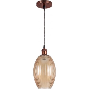 Brilagi - LED κρεμαστό φωτιστικό με καλώδιο RETRO GLASS 1xE27/60W/230V Ø 17 cm χάλκινο/καπνιστό μπεζ