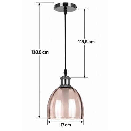 BRILAGI - LED κρεμαστό φωτιστικό με καλώδιο RETRO GLASS 1xE27/60W/230V Ø 17 cm μαύρο/καπνιστό μπεζ