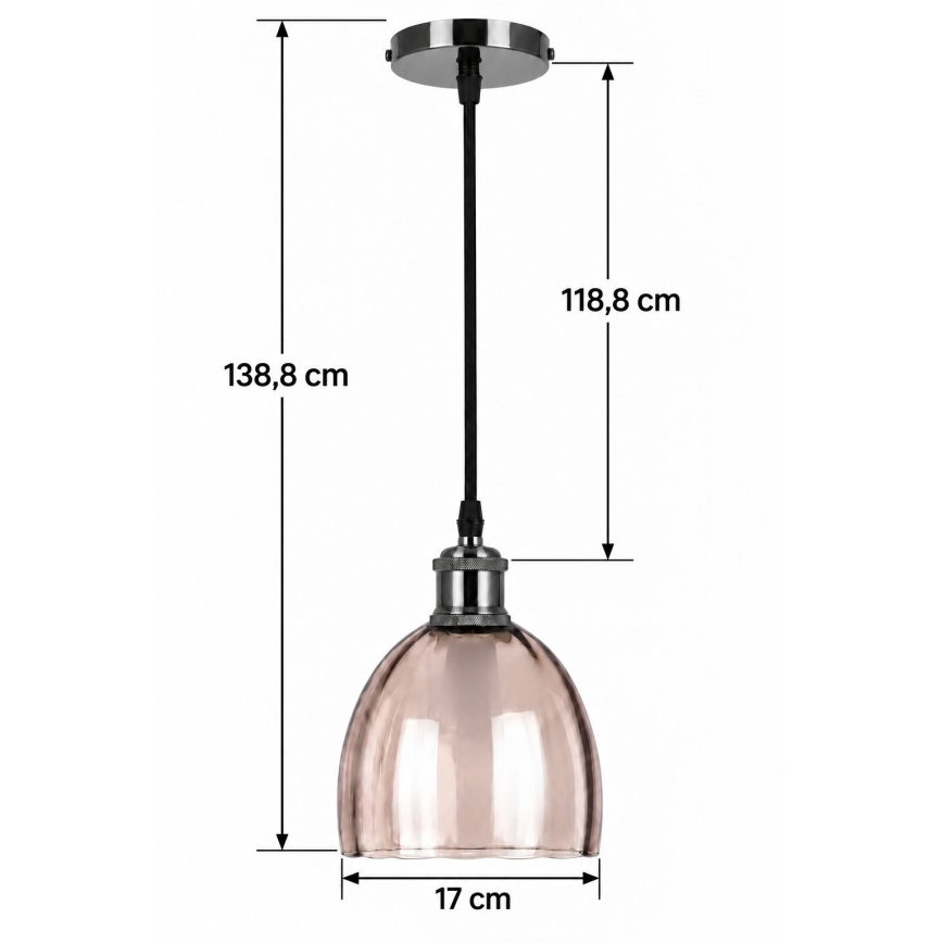 BRILAGI - LED κρεμαστό φωτιστικό με καλώδιο RETRO GLASS 1xE27/60W/230V Ø 17 cm μαύρο/καπνιστό μπεζ
