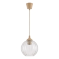 Brilagi - LED κρεμαστό φωτιστικό με καλώδιο RETRO GLASS 1xE27/60W/230V Ø 18 cm μπεζ/διαφανές