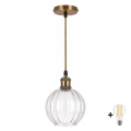 BRILAGI - LED Κρεμαστό φωτιστικό με καλώδιο RETRO GLASS 1xE27/60W/230V Ø 18 cm χρυσό/διάφανο