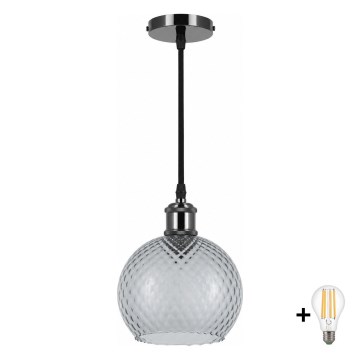 BRILAGI - LED Κρεμαστό φωτιστικό με καλώδιο RETRO GLASS 1xE27/60W/230V Ø 18 εκ. μαύρο/καπνιστό γκρι
