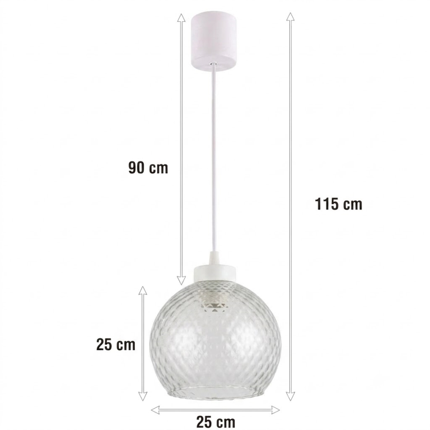 Brilagi - LED κρεμαστό φωτιστικό με καλώδιο RETRO GLASS 1xE27/60W/230V διάμ. 25 cm λευκό/καπνιστό γκρι