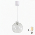 Brilagi - LED κρεμαστό φωτιστικό με καλώδιο RETRO GLASS 1xE27/60W/230V Ø 25 cm λευκό/διάφανο