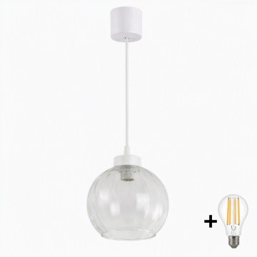 Brilagi - LED κρεμαστό φωτιστικό με καλώδιο RETRO GLASS 1xE27/60W/230V Ø 25 cm λευκό/διάφανο