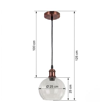Brilagi - LED κρεμαστό φωτιστικό με καλώδιο RETRO GLASS 1xE27/60W/230V Ø 25 cm λευκό/διάφανο