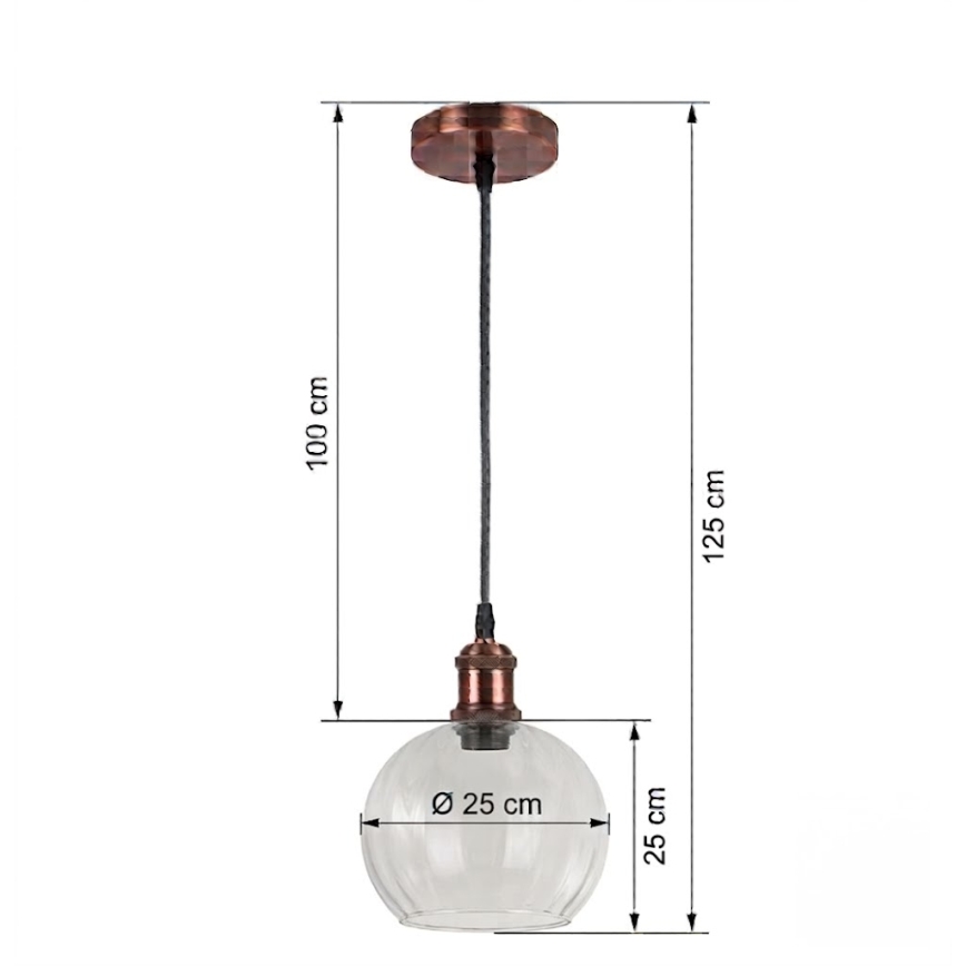 Brilagi - LED κρεμαστό φωτιστικό με καλώδιο RETRO GLASS 1xE27/60W/230V Ø 25 cm λευκό/διάφανο