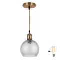 BRILAGI - LED Κρεμαστό φωτιστικό με καλώδιο RETRO GLASS 1xE27/60W/230V Ø 25 εκ. χρυσό/καπνιστό γκρι