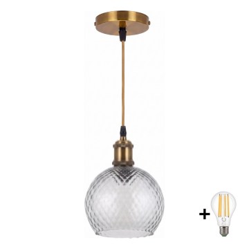 BRILAGI - LED Κρεμαστό φωτιστικό με καλώδιο RETRO GLASS 1xE27/60W/230V Ø 25 εκ. χρυσό/καπνιστό γκρι