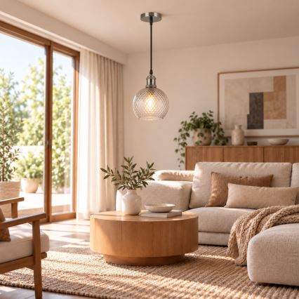 BRILAGI - Κρεμαστό φωτιστικό LED με καλώδιο RETRO GLASS 1xE27/60W/230V διάμ. 25 εκ. μαύρο/καπνιστό γκρι