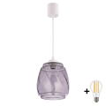 Brilagi - LED κρεμαστό φωτιστικό με καλώδιο RETRO GLASS 1xE27/60W/230V Ø 26 cm λευκό/καπνιστό γκρι