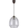 Brilagi - LED κρεμαστό φωτιστικό με καλώδιο RETRO GLASS 1xE27/60W/230V Ø 26 cm καφέ/καπνιστό γκρι