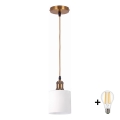 BRILAGI - LED κρεμαστό φωτιστικό με καλώδιο RETRO GLASS 1xE27/60W/230V διάμ. 10 cm χρυσό/λευκό