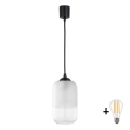 Brilagi - LED κρεμαστό φωτιστικό με καλώδιο RETRO GLASS 1xE27/60W/230V διάμ. 14 cm μαύρο/λευκό