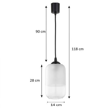 Brilagi - LED κρεμαστό φωτιστικό με καλώδιο RETRO GLASS 1xE27/60W/230V διάμ. 14 cm μαύρο/λευκό