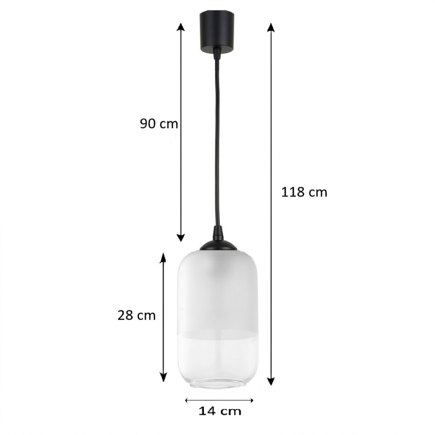 Brilagi - LED κρεμαστό φωτιστικό με καλώδιο RETRO GLASS 1xE27/60W/230V διάμ. 14 cm μαύρο/λευκό