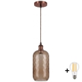 Brilagi - LED κρεμαστό φωτιστικό με καλώδιο RETRO GLASS 1xE27/60W/230V διάμ. 14 cm χάλκινο/καπνιστό καφέ