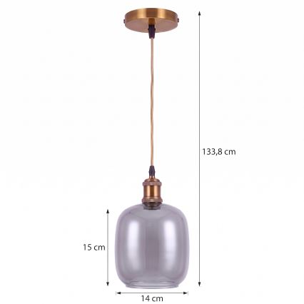 BRILAGI - LED Κρεμαστό φωτιστικό με καλώδιο RETRO GLASS 1xE27/60W/230V Ø 14 εκ. χρυσό/καπνιστό γκρι