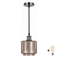 BRILAGI - LED κρεμαστό φωτιστικό με καλώδιο RETRO GLASS 1xE27/60W/230V διάμ. 15 cm μαύρο/καπνιστό μπεζ