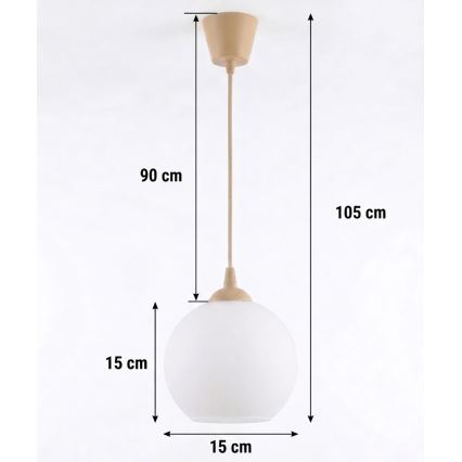 Brilagi - LED Κρεμαστό φωτιστικό με καλώδιο RETRO GLASS 1xE27/60W/230V διάμ. 15 cm μπεζ/λευκό