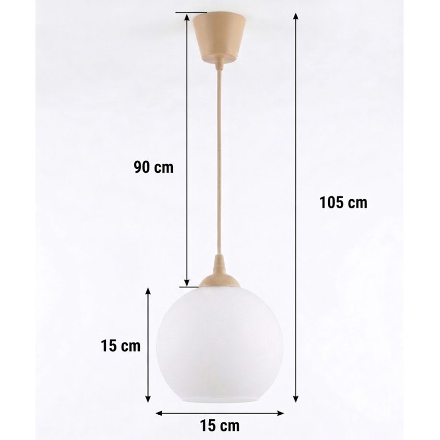 Brilagi - LED Κρεμαστό φωτιστικό με καλώδιο RETRO GLASS 1xE27/60W/230V διάμ. 15 cm μπεζ/λευκό