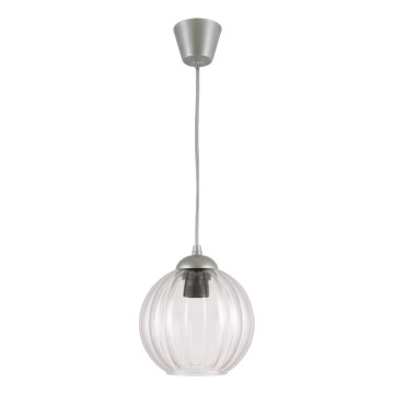 Brilagi - LED κρεμαστό φωτιστικό με καλώδιο RETRO GLASS 1xE27/60W/230V διάμ. 18 cm ασημί/διάφανο