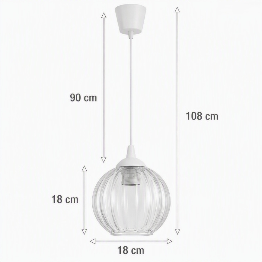 Brilagi - LED κρεμαστό φωτιστικό με καλώδιο RETRO GLASS 1xE27/60W/230V διάμ. 18 cm λευκό/διάφανο