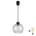 Brilagi - LED Κρεμαστό φωτιστικό με καλώδιο RETRO GLASS 1xE27/60W/230V διάμ. 25 cm μαύρο/καπνιστό γκρι