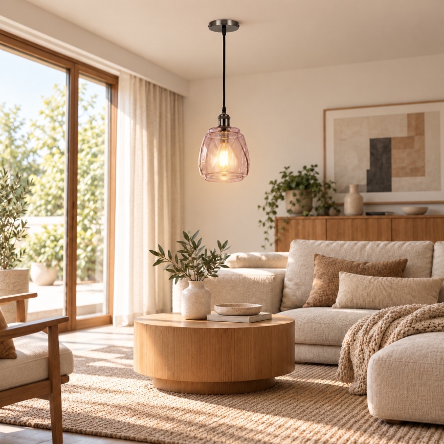 BRILAGI - Κρεμαστό φωτιστικό LED σε καλώδιο RETRO GLASS 1xE27/60W/230V διάμ. 26 cm μαύρο/καπνιστό γκρι